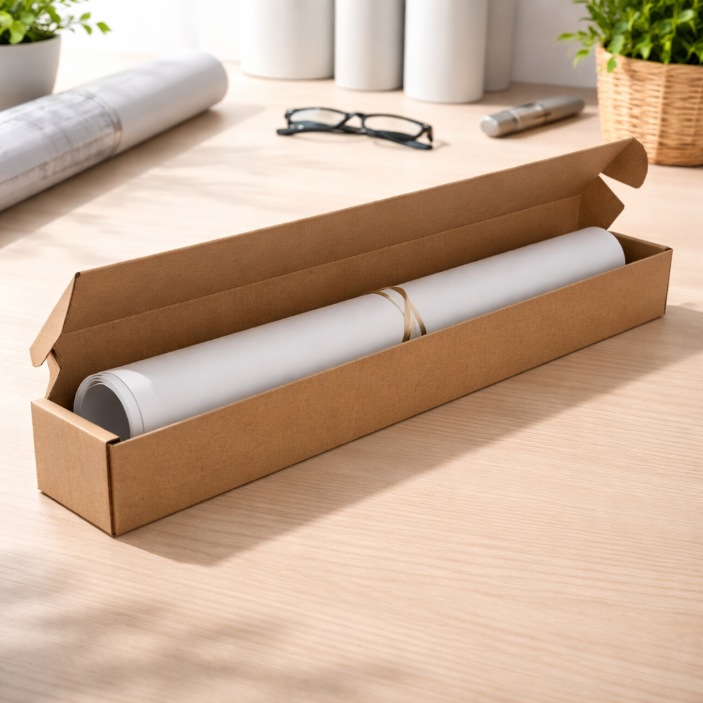 Cutie cu autoformare 0427 kraft natur, pentru role, postere, presuri auto, 900x80x80 mm - imagine 11